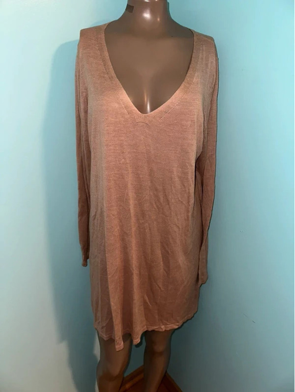Eileen Fisher Silk Knit Coquette Boho Sweater Dress M